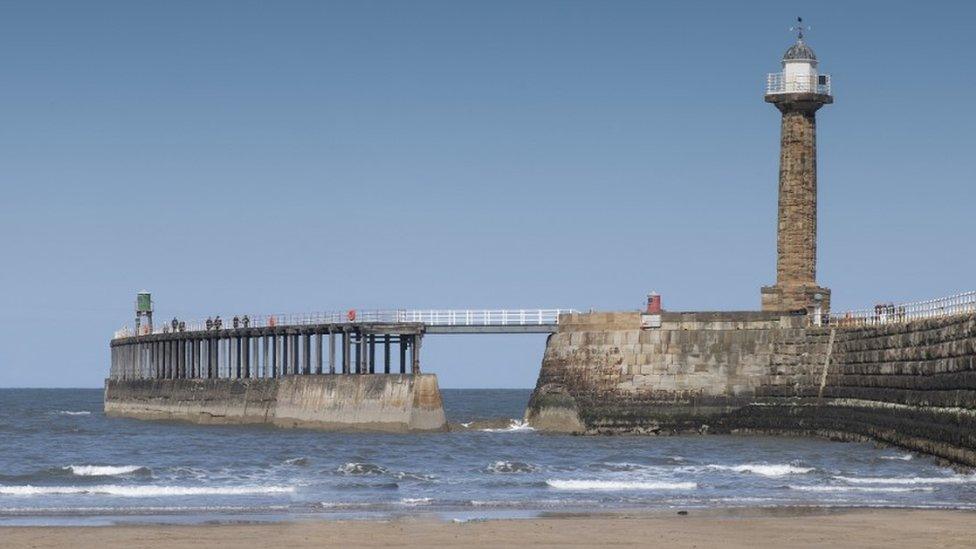 Grade II listed Whitby west pier lighthouse