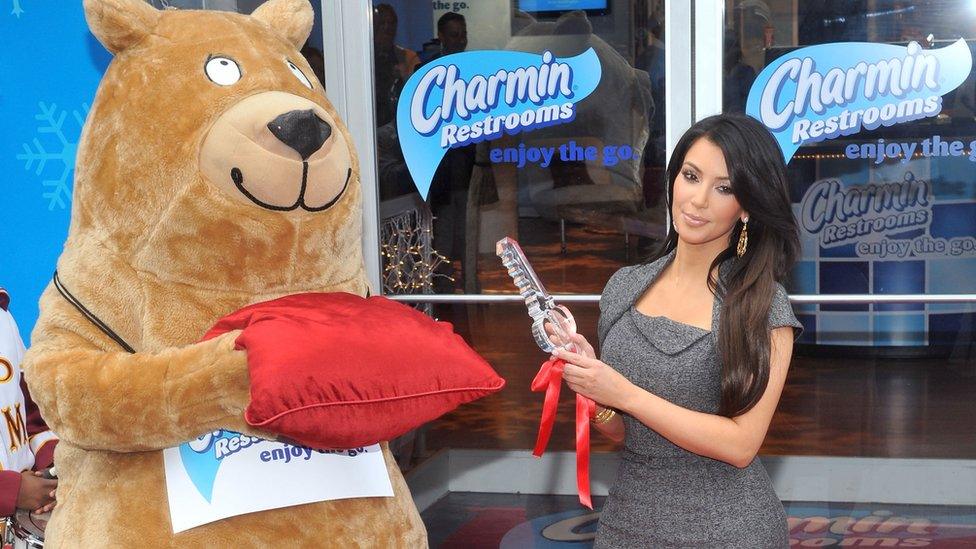 Kim Kardashian at the opening of the Charmin restrooms