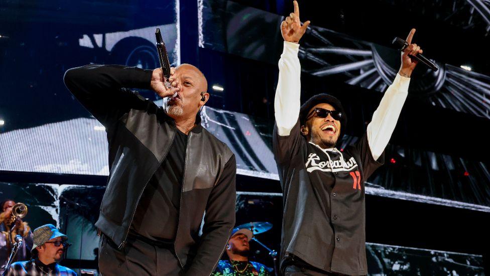 Dr. Dre and Anderson .Paak perform onstage during the FIREAID Benefit Concert for California Fire Relief at The Kia Forum on January 30, 2025 in Inglewood, California