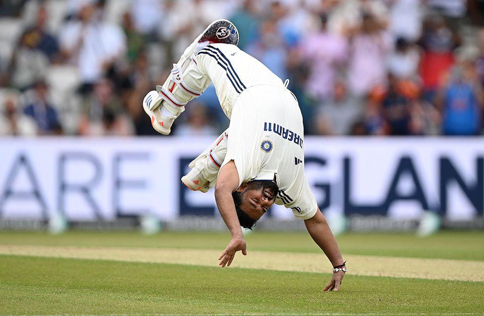 India's Rishabh Pant celebrates reaching his century during Day Two of the 1st Rothesay Test Match against England at Headingley. Photo by Clive Mason