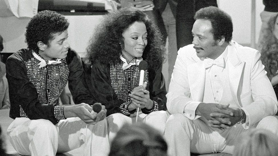 Michael Jackson, Diana Ross and Quincy Jones in 1981