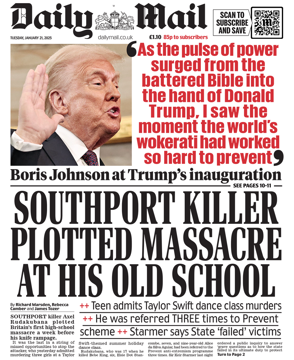 The headline in the Daily Express reads: "Southport killer plotted massacre at his old school". 