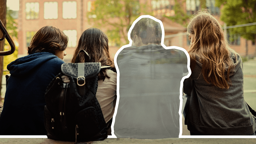 Four children with one greyed out - to show he is absent