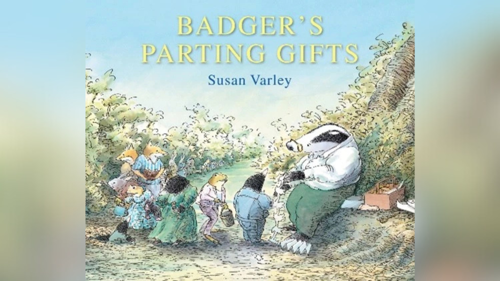 Cover of the book Badger's Parting Gifts, showing illustrations of woodland animals.