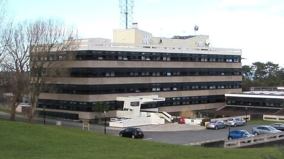 North Wales Police's Colwyn Bay headquarters taken just outside the grounds of the HQ.