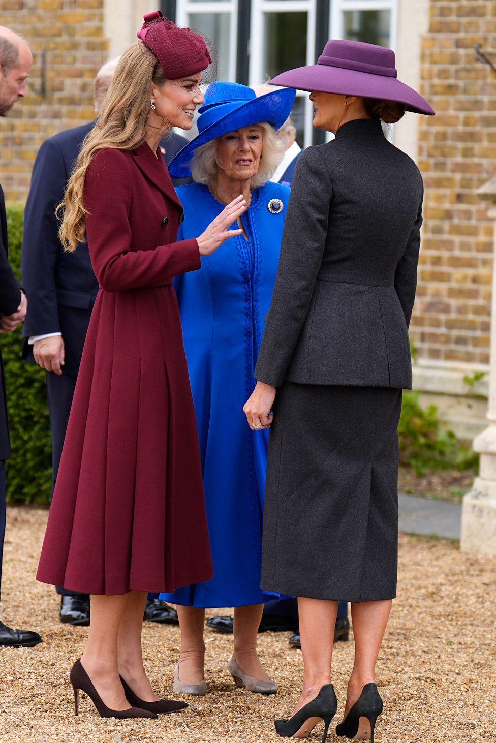 The Princess of Wales, Queen Camilla and First Lady Melania Trump at Windsor Castle in Windsor, Berkshire, on day one of US President Donald Trump's second state visit to the UK. Picture date: Wednesday September 17, 2025.