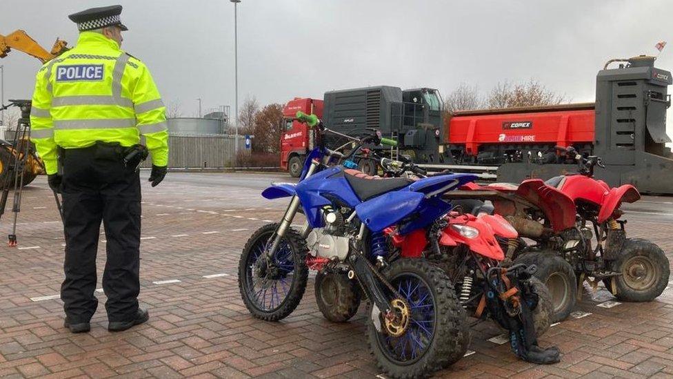 Seized bikes waiting to be crushed