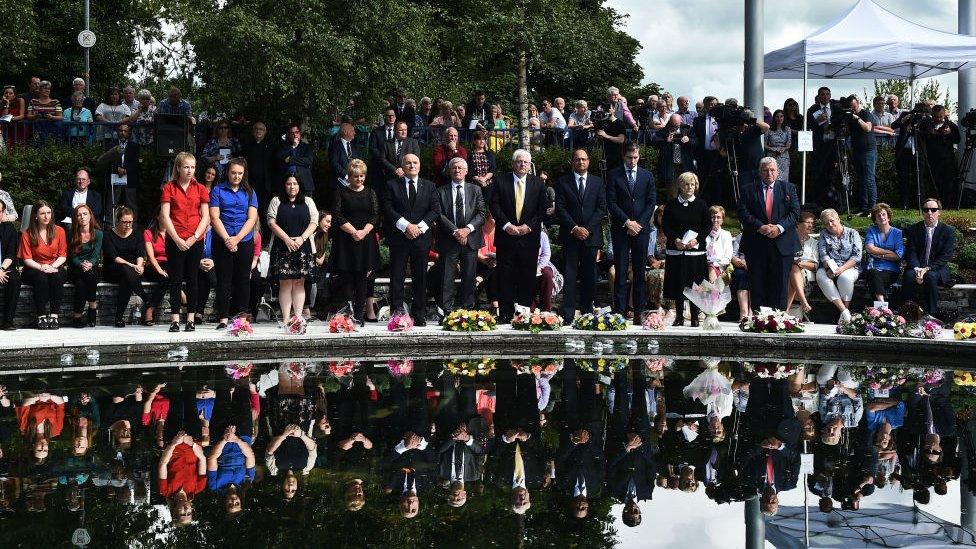 A memorial service for the 20th anniversary of the Omagh bombing