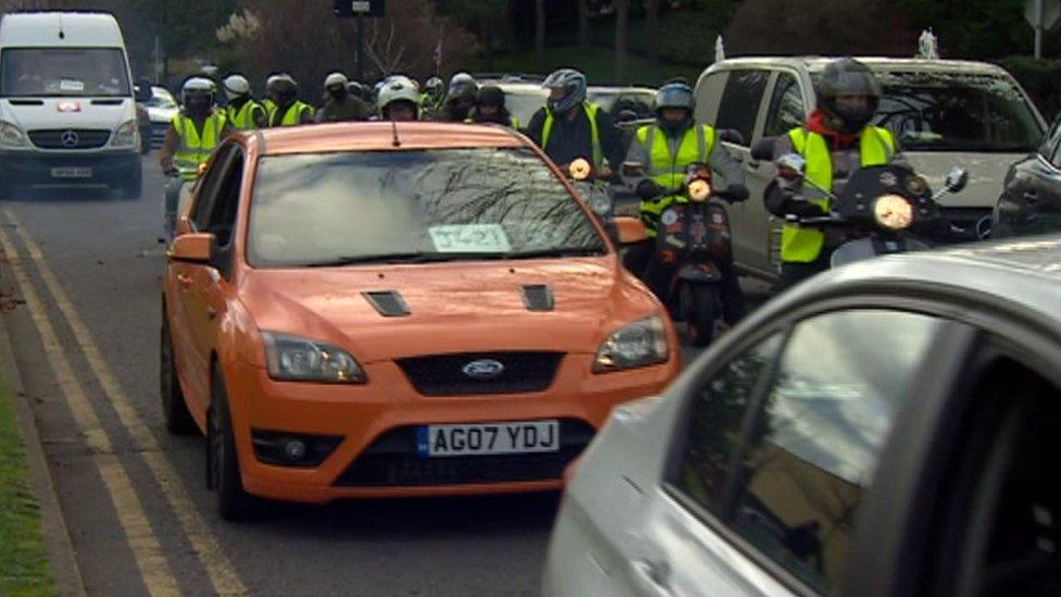 Convoy of cars