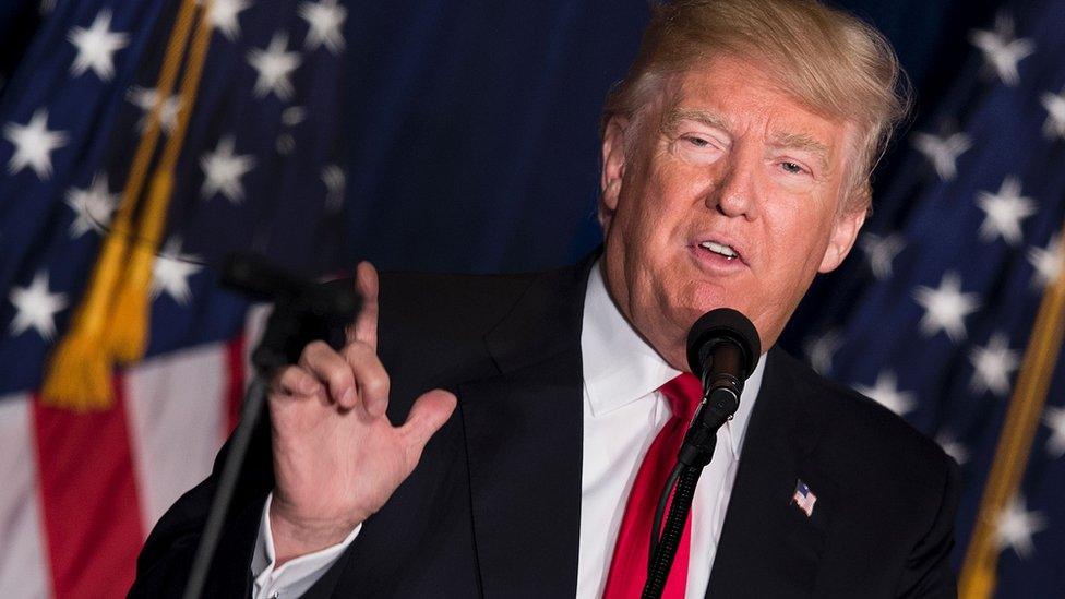 Republican presidential candidate Donald Trump delivers a foreign policy speech at the Mayflower Hotel April 27, 2016 in Washington, DC.