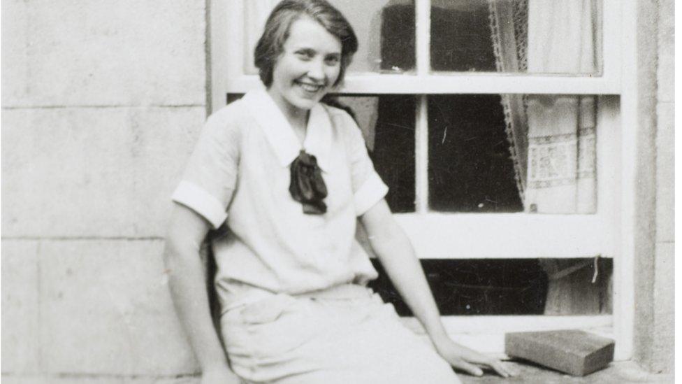 Donald Trump's mother Mary Anne MacLeod, aged 14, sits on the windowsill of a house in the village of Tong