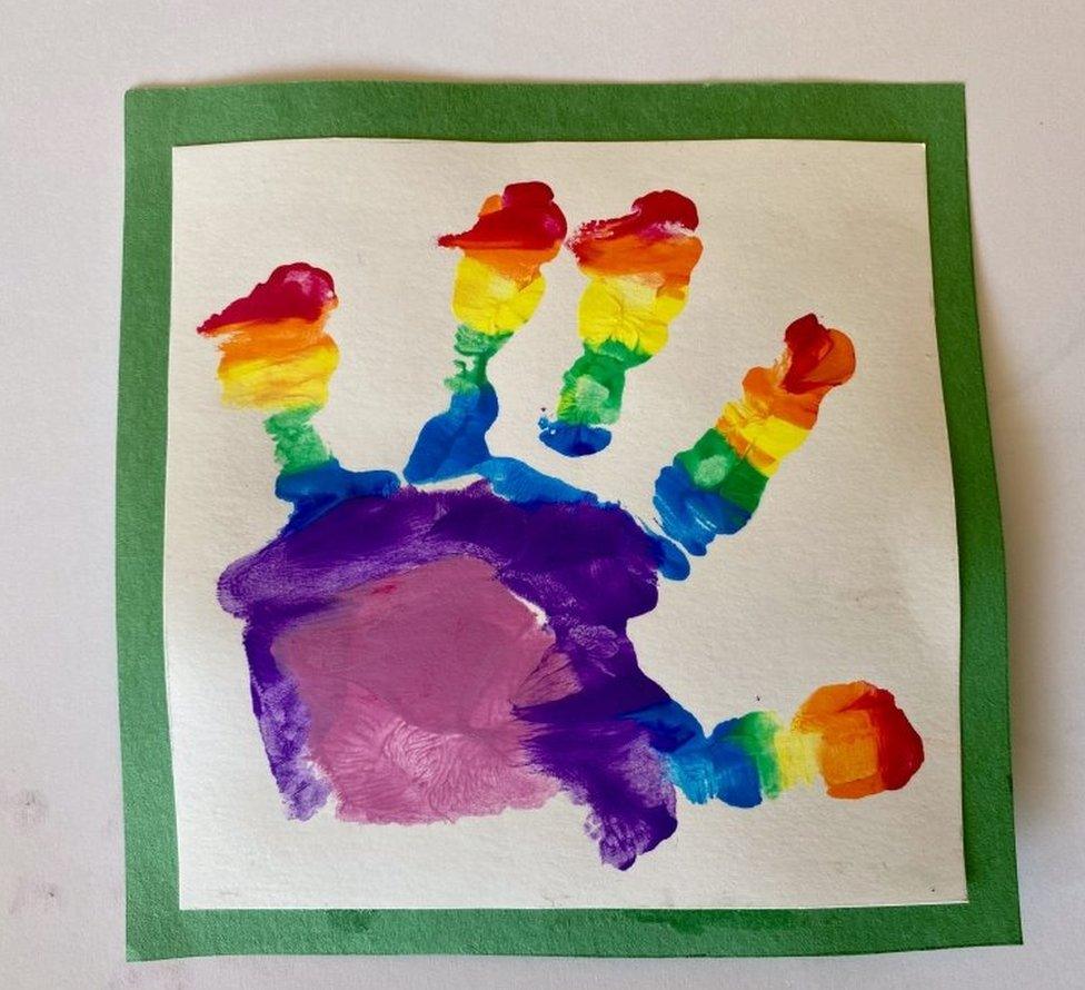 Prince Louis, who celebrates his second birthday on Thursday 23 April, 2020, made this rainbow artwork