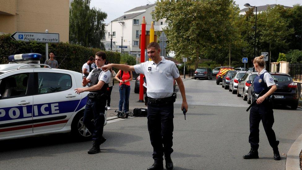 French police secure a street