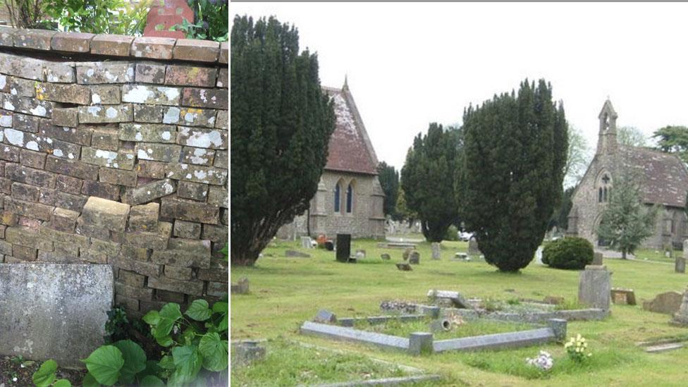 Blandford Cemetery wall and chapels