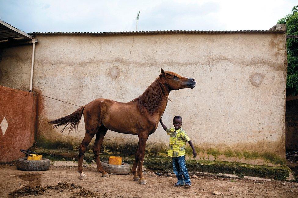 Boy and a horse by Pascale Scherrer