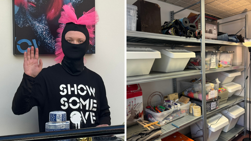 Masked DJ and textile supplies