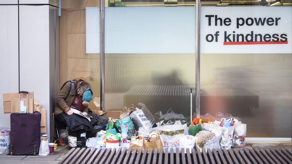 Homeless man in London