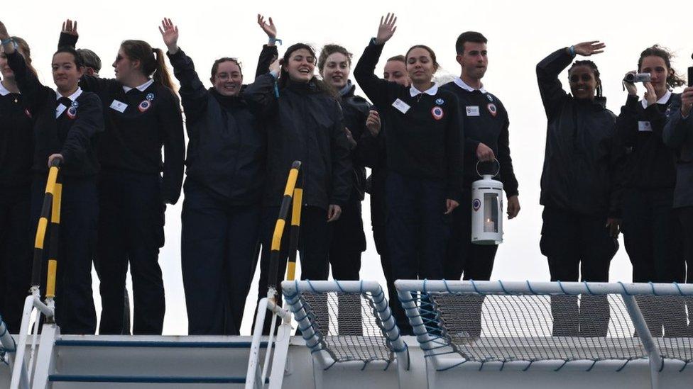 The freedom flame on board the Brittany Ferries' Galicia