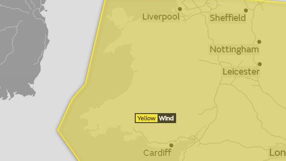 The yellow weather warning covering Wales