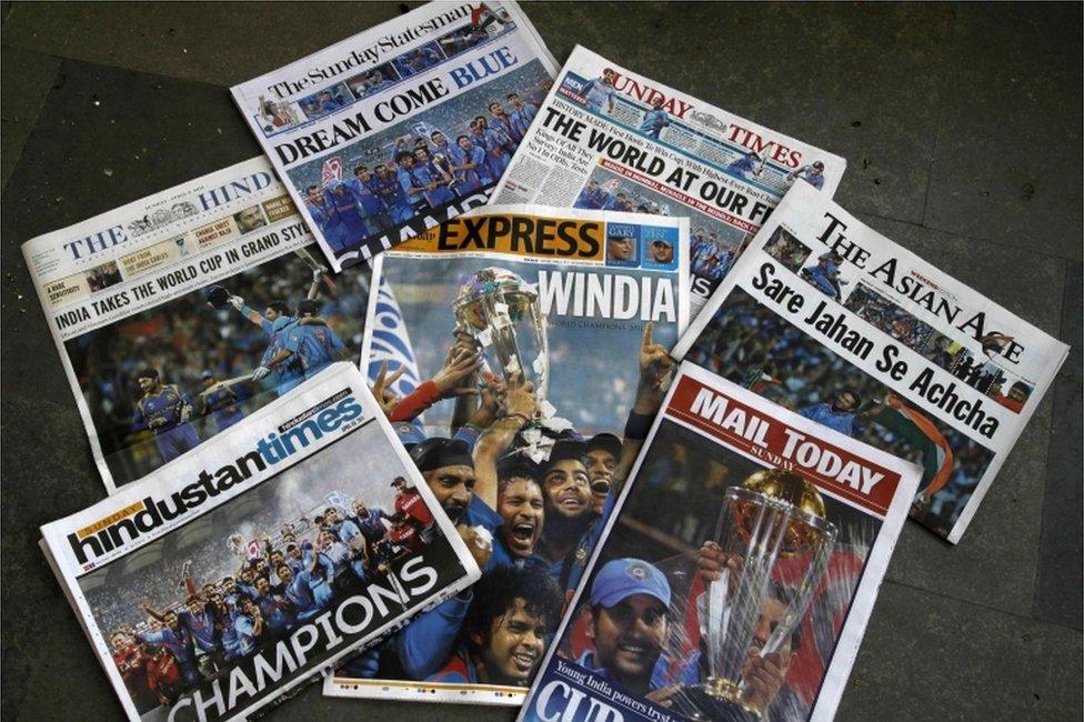 India World Cup win papers