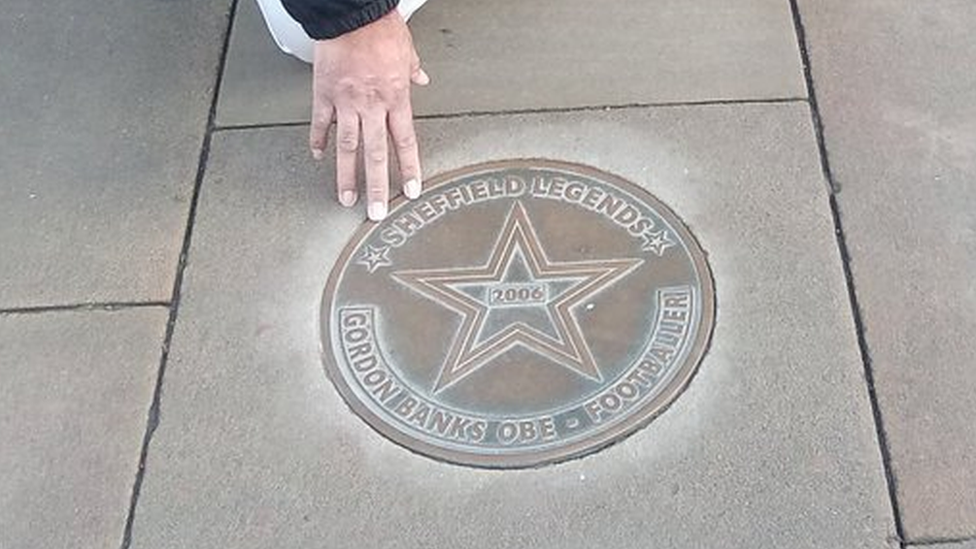 Gordon Banks Walk of Fame star outside Sheffield Town Hall