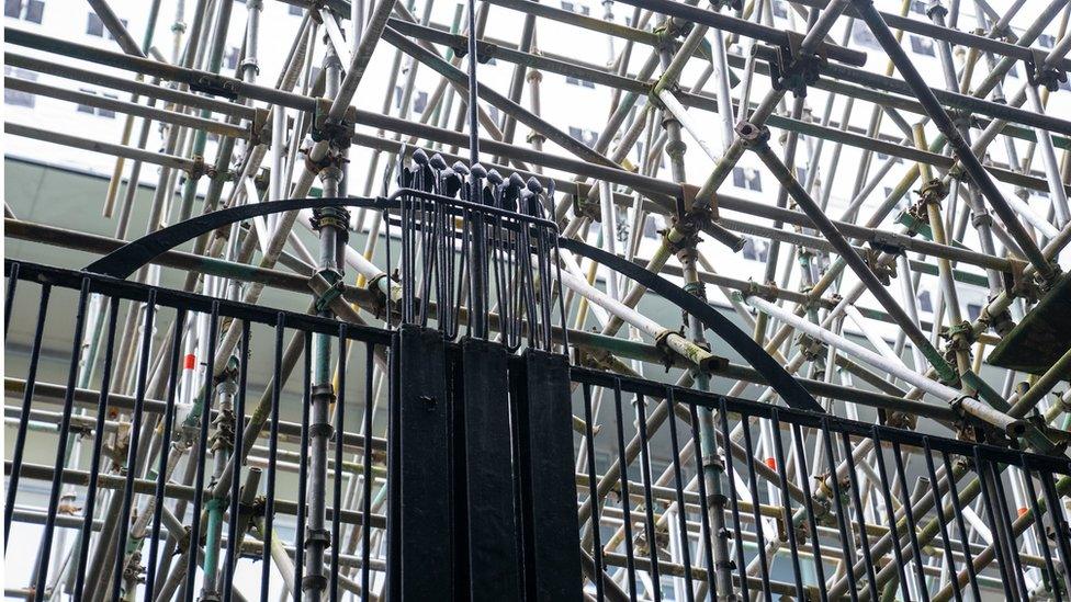 Part of the original metal railings at the front of the Glasgow School of Art's Mackintosh building