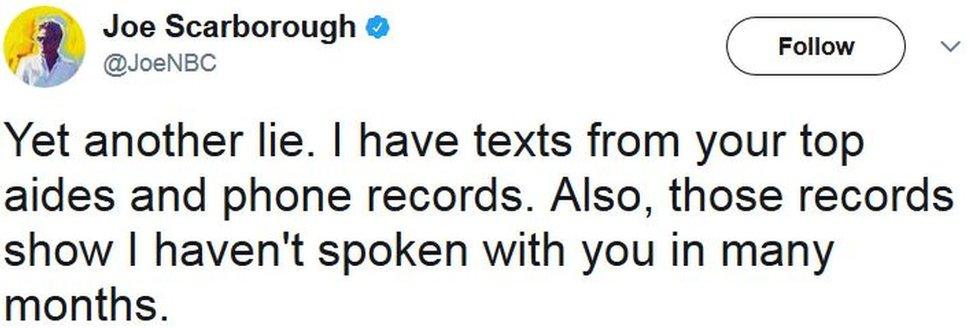 Yet another lie. I have texts from your top aides and phone records. Also, those records show I haven't spoken with you in many months.