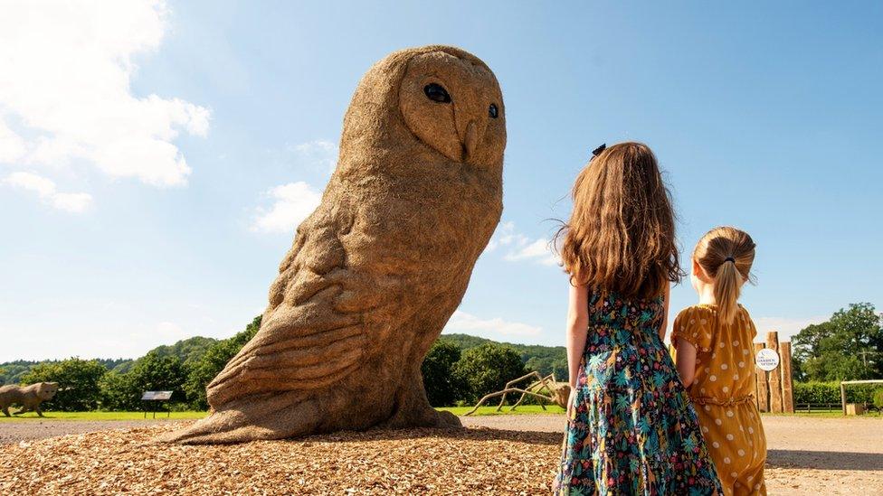 Giant owl sculpture at Longleat