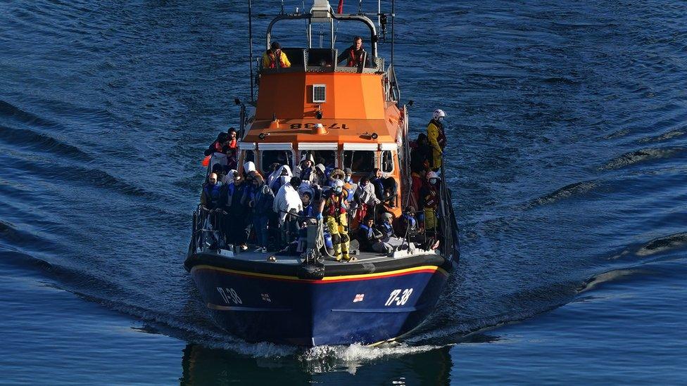 An RNLI vessel in the water