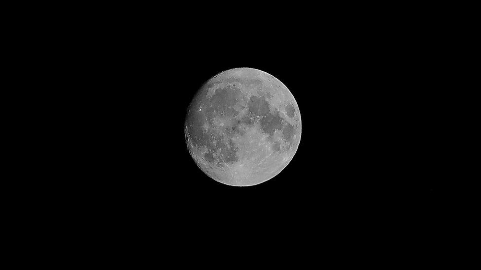 Focused shot of a super blue moon