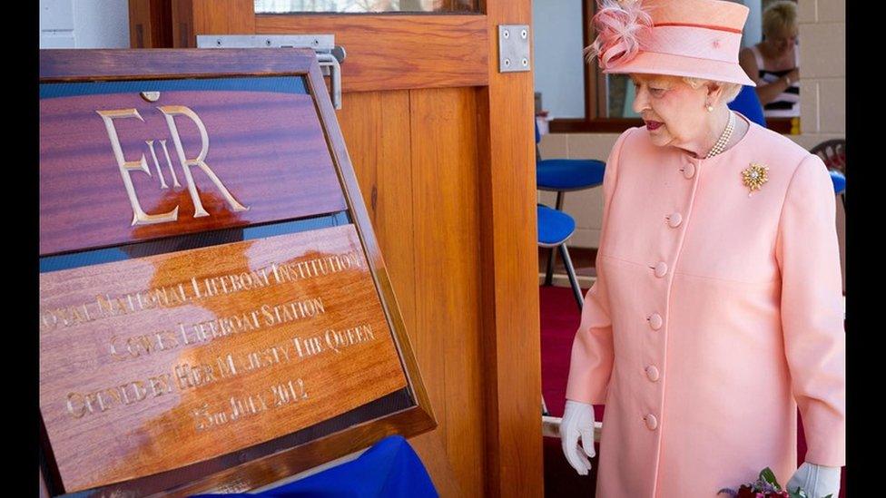 Queen officially opening Cowes Lifeboat station