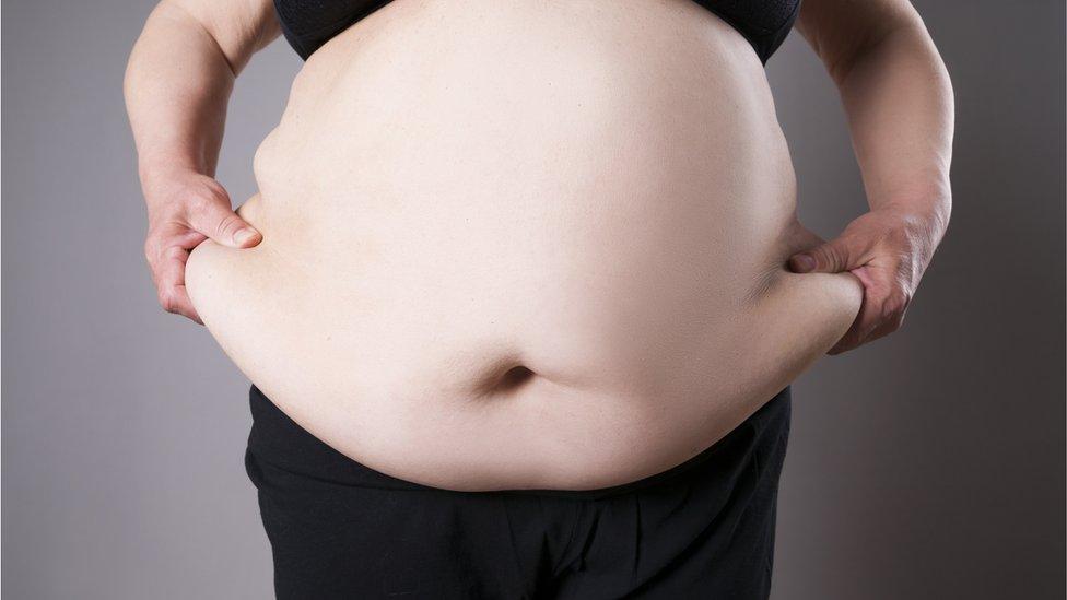 Obese person's tummy