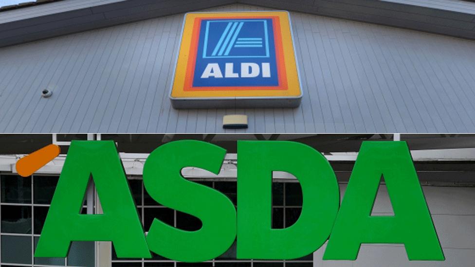 Asda and Aldi signs