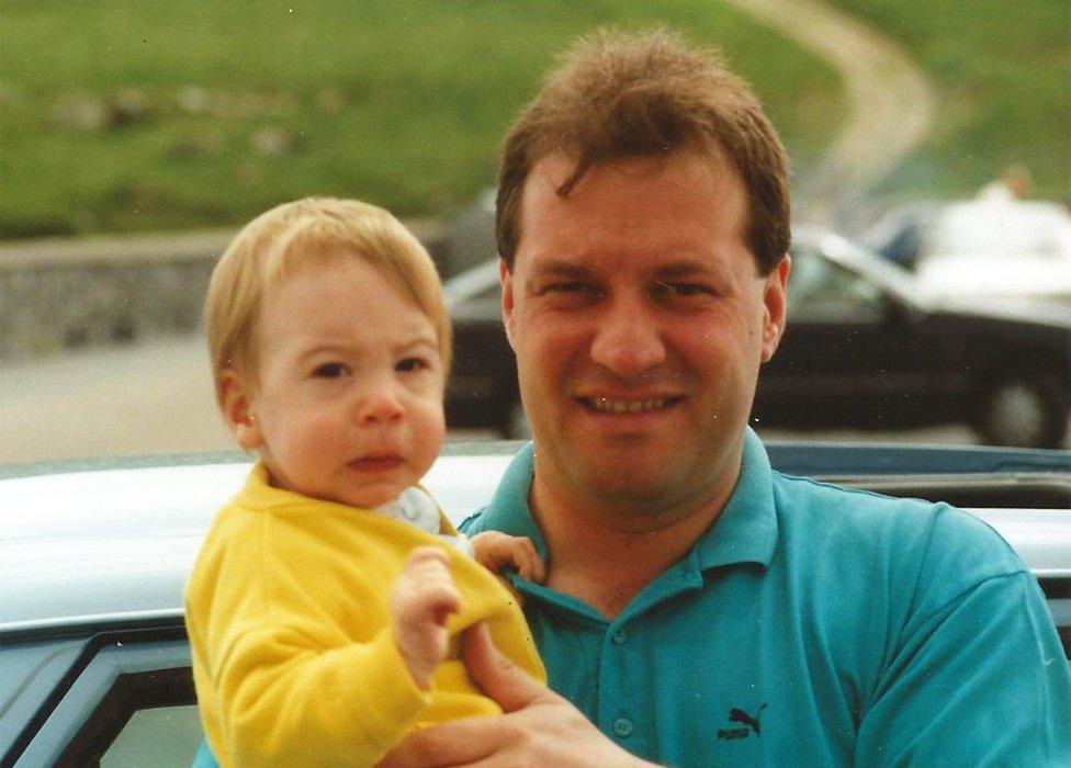 Eddie with his son Lee in Ireland, shortly before they moved to the US