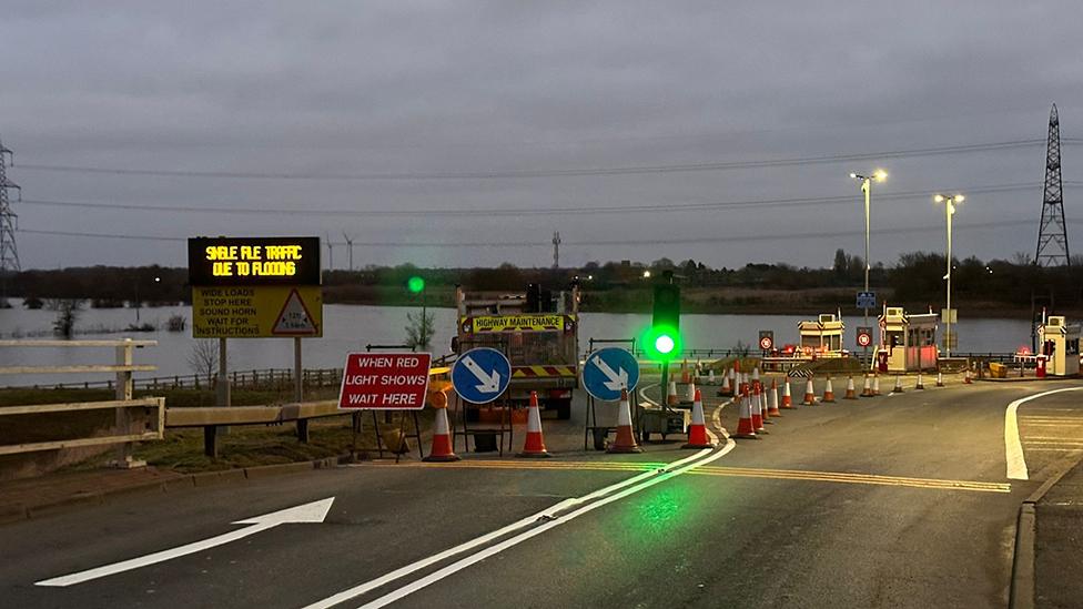 Traffic lights on bridge