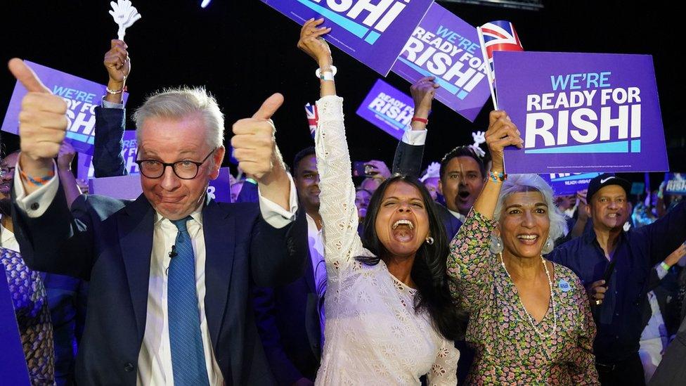 Michael Gove and Rishi Sunak's family at the London hustings