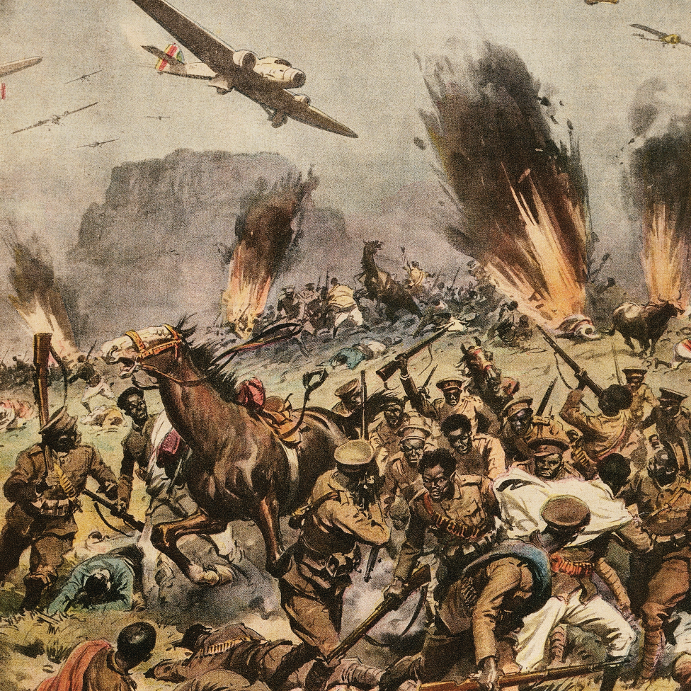 Battle of Amba Aradam illustrated by Achille Beltrame, which appeared in La Domenica del Corriere, 1 March 1936