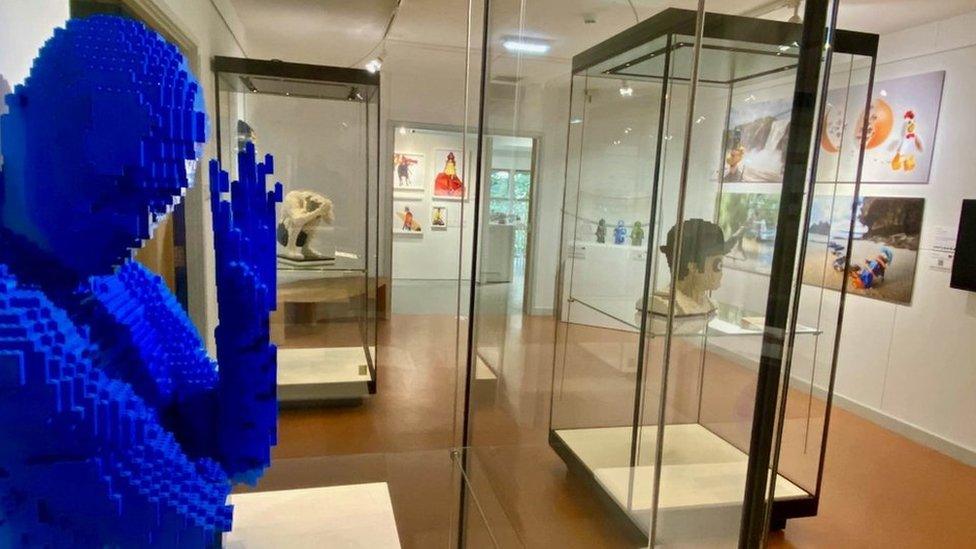 The exhibits on show created from Lego bricks