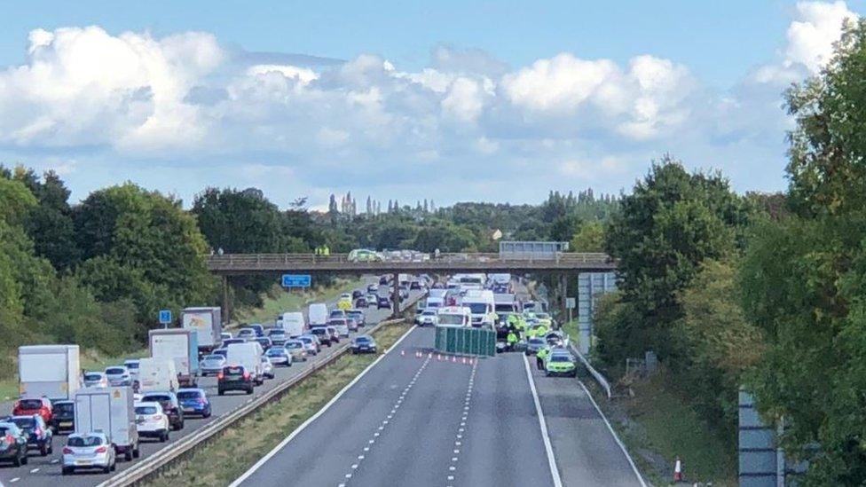 The M5 crash scene.