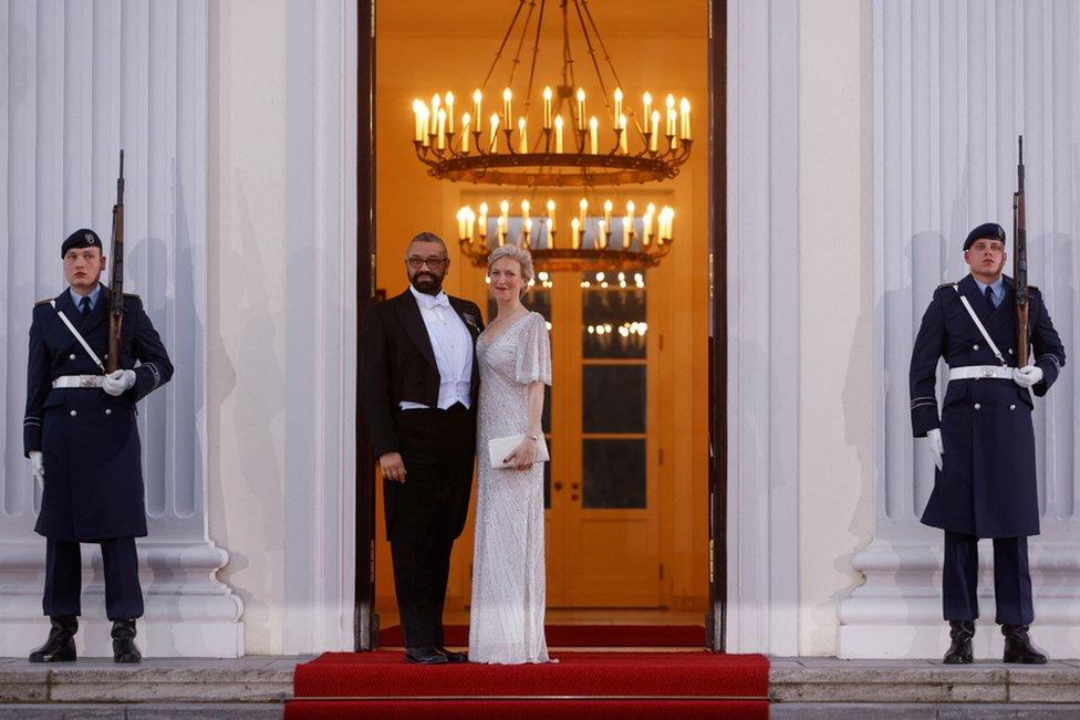 British Foreign Secretary James Cleverly and his wife Susannah attend Bellevue Palace for a state banquet