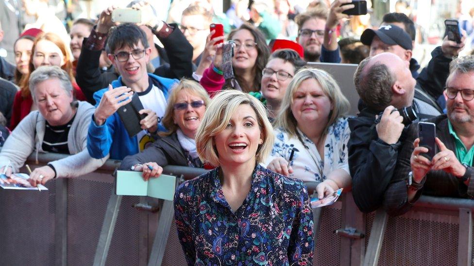 Jodie Whittaker with fans in Sheffield