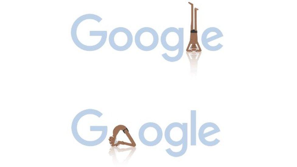 Google doodle depicting BKS Iyengar's yoga poses