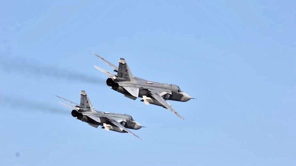 Two Russian Sukhoi Su-24 attack aircraft fly over USS Donald Cook (DDG 75) in the Baltic Sea, 12 April 2016