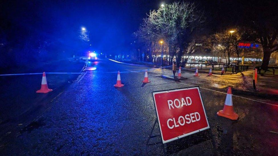 The police cordon on Kennedy Way