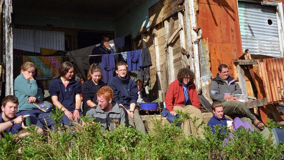 The Duchess of Cambridge on her gap year with other members of the Operation Raleigh expedition in Patagonia in 2001