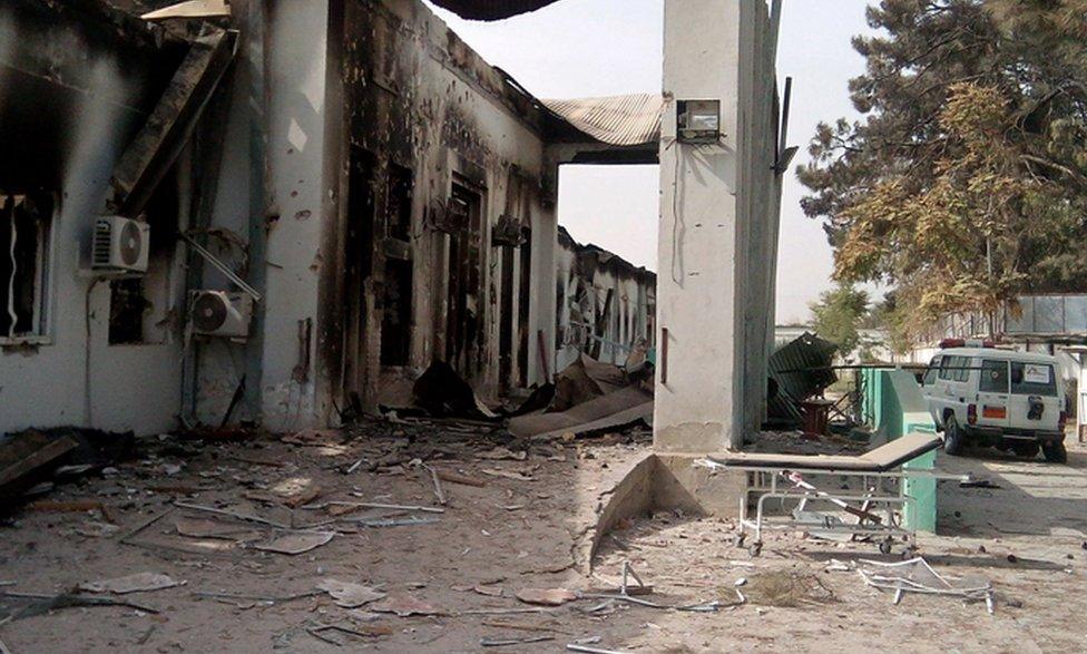 The damaged MSF hospital in Kunduz, pictured 10 days after the attack