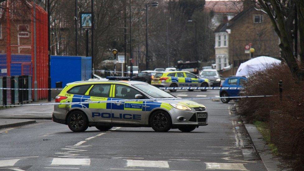 Police car and cordon in Enfield