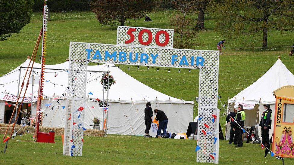 Funfair set up for filming