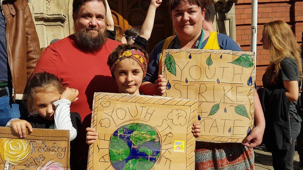 Family at protest