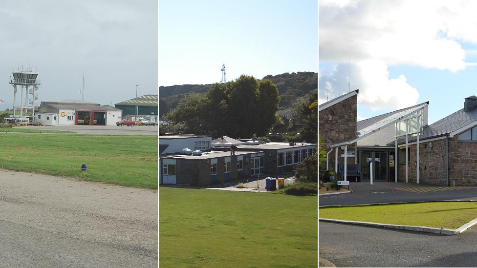 Alderney Airport, St Anne's School and Mignot Memorial Hospital